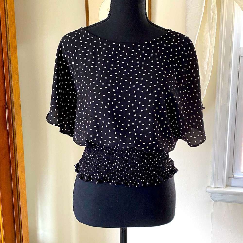 Professional Black and White Polka Dot Blouse